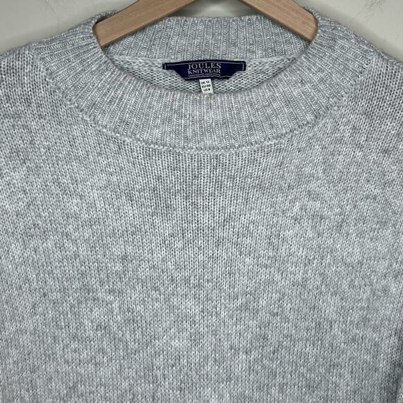 Joules Gray Penny Floral Embroidery Pullover Sweater Size 8 Crew Wool Blend - Picture 4 of 10
